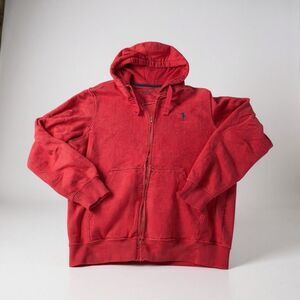 U.s. Polo Assn.  Hoodie Red Large Size Men’s Red Labeled Hooded Zip Jacket